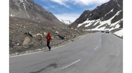 23 Year Old- Lawyer from Hyderabad, Ran from Baralacha La Pass (Zanskar Range) 4,899 Metres Altitude in Himachal Pradesh to Darcha (Lahaul Valley) Himachal Pradesh at 3,338 Metres Altitude- Setting Record.